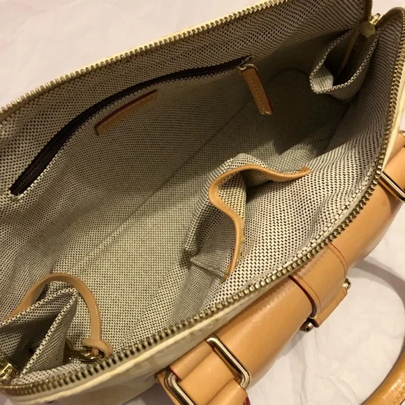 Dooney & Bourke Signature Monogram Cream Tan Canvas & Leather Mix Satchel Bag - Picture 16 of 16